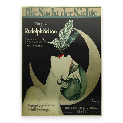 Trademark Fine Art-Vintage Apple Collection 'Art Deco Music Sheet' Floating Brushed Aluminum Art