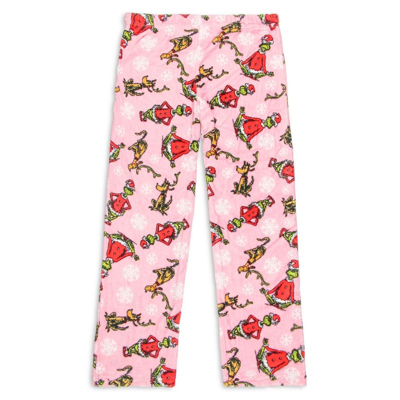 Dr. Seuss Womens' The Grinch and Max Snowflake Fleece Plush Pajama Pants, 2 of 5