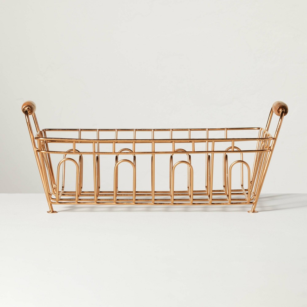 Metal Drying Rack Copper Finish - Hearth &amp; Handâ„¢ with Magnolia: Freestanding Iron &amp; Wood, Countertop Kitchen Organizer