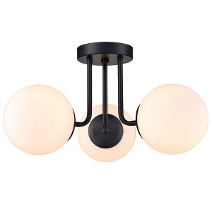Claxy 3-light Modern Black Globe Semi Flush Mount Ceiling Light Fixture for Bedroom - 1 of 4