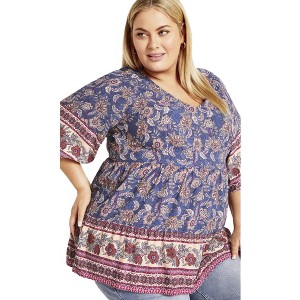 Avenue Women's Plus Size Alice Border Tunic - 1 of 4