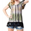 Women's TIE DYE SHORT SLEEVE LACE DETAIL TOP - VOCAL APPAREL - 3 of 3