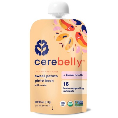 Cerebelly Bone Broth Sweet Potato Pinto Bean Chicken Broth Baby Meals Pouch - 4oz