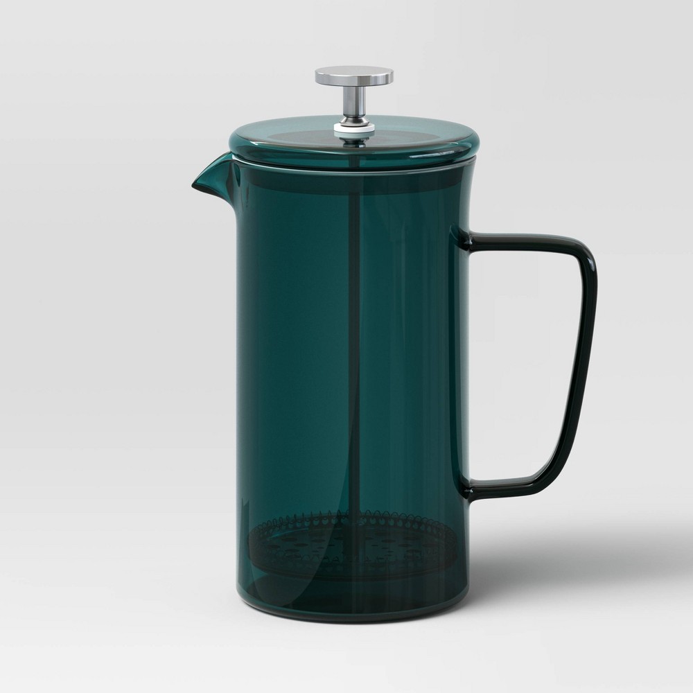 Photos - Coffee Maker 33.8oz Glass French Press  Teal - Threshold™