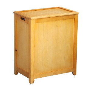 Oceanstar Natural Finished Rectangular Laundry Wood Hamper with Interior Bag - 1 of 4