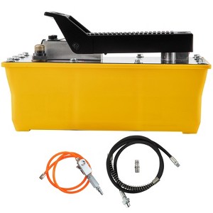 VEVOR Air Hydraulic Pump, 10,000 PSI Hydraulic Foot Pump, 0.6 Gal Reservoir Foot Operated Air/Hydraulic Pump, with Hose and Spray Gun, Yellow - 1 of 4