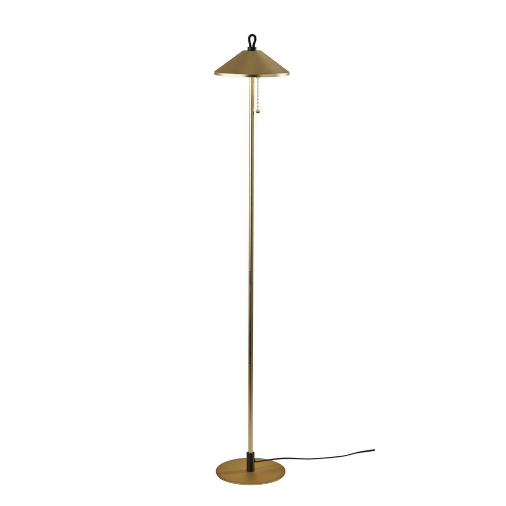 Photos - Floodlight / Street Light Adesso Kaden Floor Lamp Antique Brass: Pull Chain, Metal Shade, ETL Listed 