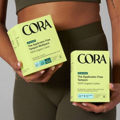 Cora Organic Applicator Free Regular/Super/Super Plus Tampons - 32ct