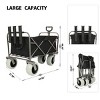 YONWAY Fishing Cart,500lbs Collapsible Foldable Wagon Cart with Rod Holders and 9'' All-Terrain Wheels for Sand, with 3 Pcs Waterproof Cover,Black - 3 of 4
