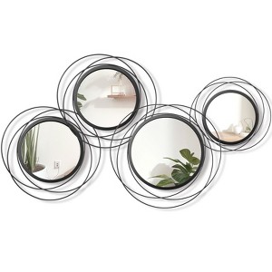 Aoibox 4 Pcs Decorative Wall Mirror Round Modern Circle Wall Art Ring Metal Mirror for Bedroom Living Room Entryway Dining Room Hallway in Black - 1 of 4