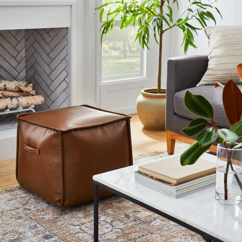 Evanston Leather Cube Pouf - Threshold&#8482; designed with Studio McGee, 3 of 13