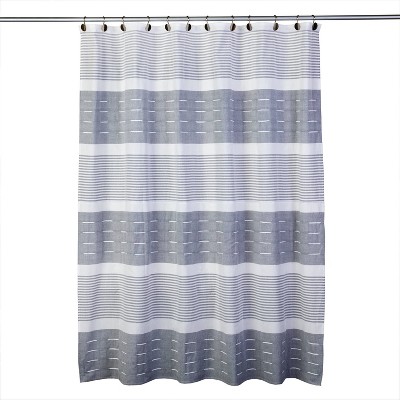 Pleated Striped Shower Curtain Gray - SKL Home