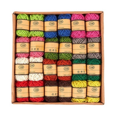 Juvale 24 Pack Natural Jute Twine Rope for DIY Arts and Crafts, 12 Colors (11 Yards)