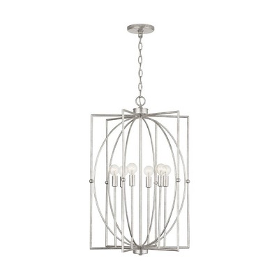 Antique Silver 6-Light Transitional Metal Chandelier