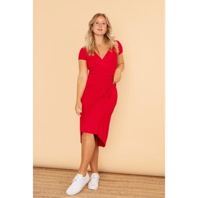 WEST K Women's Emma Ruched Midi Faux-Wrap Dress