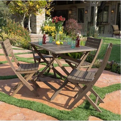 PAGED Outdoor Dining Set for 4 Foldable Patio Dining Set with Aluminum Frame for Terrace, Poolside, Backyard, Natural
