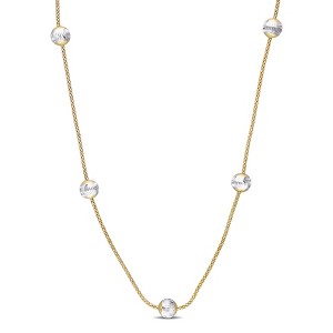 EVERLY JEWELRY | Silver Necklace with White Ball Station Chain – Multiple Metal color Options - 1 of 4