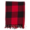 Buffalo Plaid Throw Blanket Red - Saro Lifestyle: 100% Cotton, Tassel Edges, Machine Washable, 50x60" - 3 of 4