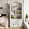 72" Tall Arched Kitchen Pantry Cabinet, Farmhouse Wood Storage Cabinet with 2 Large Drawers, Glass Door, Freestanding Versatile Pantry Cabinets - 4 of 4