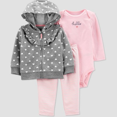 Image of Baby Girls' Hearts Top & Bottom Set - Just One You® made by carter's Gray 6M
