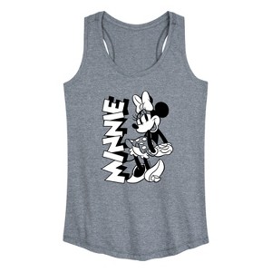 Women's - Disney - Minnie Black And White Graphic Racerback Tank - 1 of 4