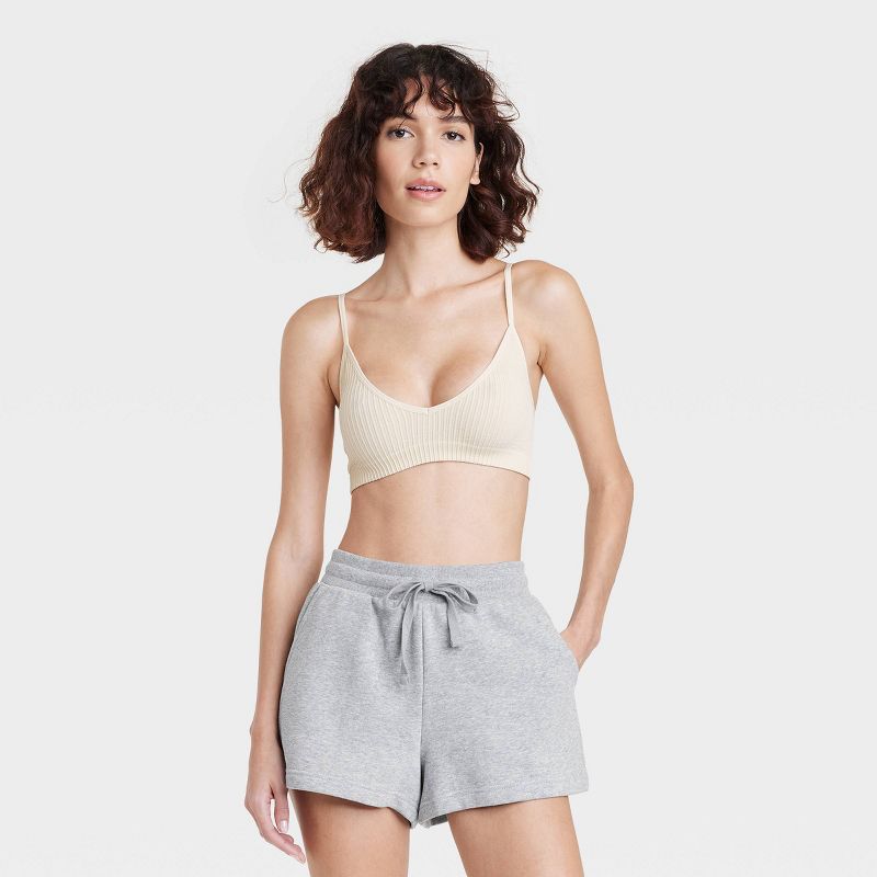 Women's Ribbed Triangle Bralette - Colsie™, 1 of 7