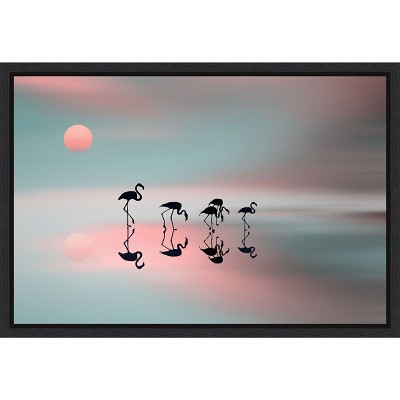Amanti Art Family flamingos by Natalia Baras Canvas Wall Art Print Framed 23-in. x 16-in.