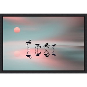 Amanti Art Family flamingos by Natalia Baras Canvas Wall Art Print Framed 23-in. x 16-in. - 1 of 4
