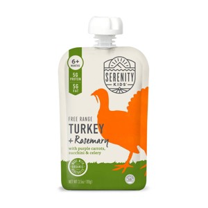 Serenity Kids Free Range Turkey & Rosemary with Organic Purple Carrots, Zucchini & Celery Baby Food Pouch - 3.5oz - 1 of 4