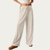 Anna-Kaci Women’s Soft Ribbed Pants with Wide Relaxed Legs Adjustable Drawstring Waistband and Stretch Fabric - 2 of 4