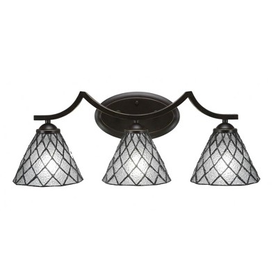 Toltec Lighting Zilo 3 - Light Vanity in  Dark Granite with 7" Diamond Ice Art Glass Shade