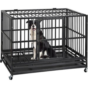 Acekool Heavy-Duty Dog Crate - 48" Secure Kennel with Wheels & Double Doors - 1 of 4