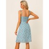 Allegra K Women's Summer Spaghetti Strap Smocked Floral A-Line Sundresses - 4 of 4