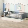 TIRAMISUBEST Twin size Floor Platform Bed with Built-in Book Storage Rack, Pine Wood Floor Bed Montessori Bed Toddler Bed with Slats Support - 2 of 4