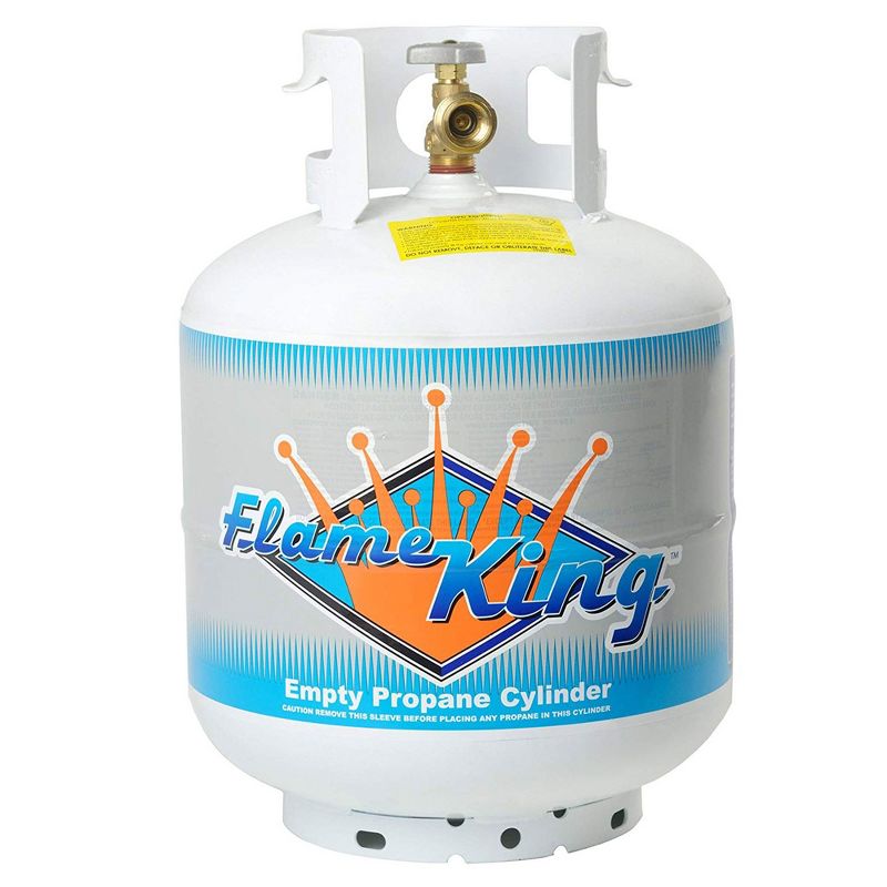 Flame King 20-Pound Ready-to-Fill Empty LP Propane Gas Cylinder Tank with Overflow Protection Device Valve & Built-in Gauge for Grills & BBQs (2 Pack), 2 of 3