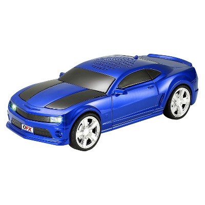 QFX® BT-2010 Retro Car Portable Bluetooth® Speaker with Speakerphone, True Wireless, FM Radio, and LED Party Lights
