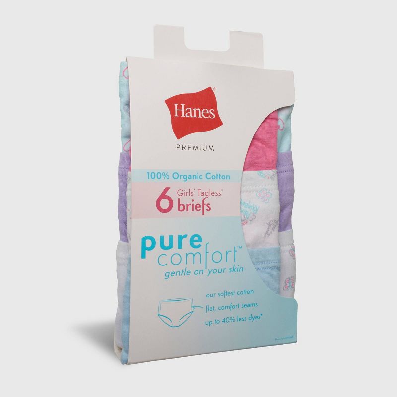Hanes Premium Girls' 6pk Pure Comfort Briefs - Colors May Vary, 2 of 9