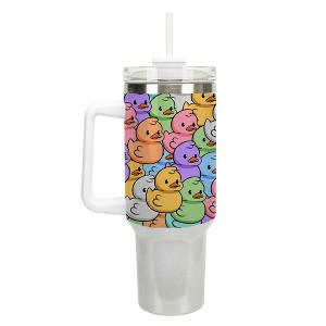 100 North Rainbow Rubber Duck Cartoon Collage 40 oz. Stainless Steel, Large Water Bottle Coffee Mug, Spill & Leak Resistant, Thermal Travel Tumbler - 1 of 1