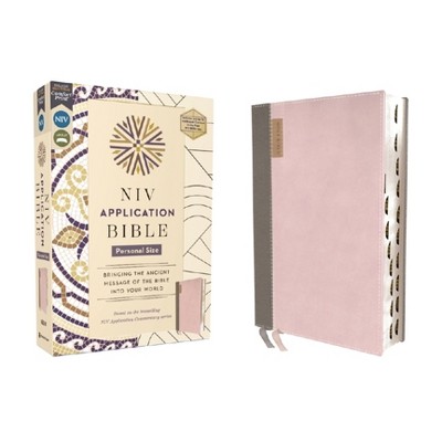 NIV Application Bible, Personal Size, Leathersoft, Pink/Gray, Red Letter, Thumb Indexed, Comfort Print - (NIV Application Commentary Resources)