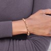 Chisel Stainless Steel Polished Rose IP-plated and Enameled Crystal BE HAPPY AND SMILE 3mm Cuff Bangle - 4 of 4