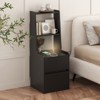 FONTOI Nightstand with Charging Station, Smart Nightstand with Bookshelf, Bedside Tables with Storage Cabinet for Bedroom, Black, 15.74"*41.14"*15.74" - 2 of 4