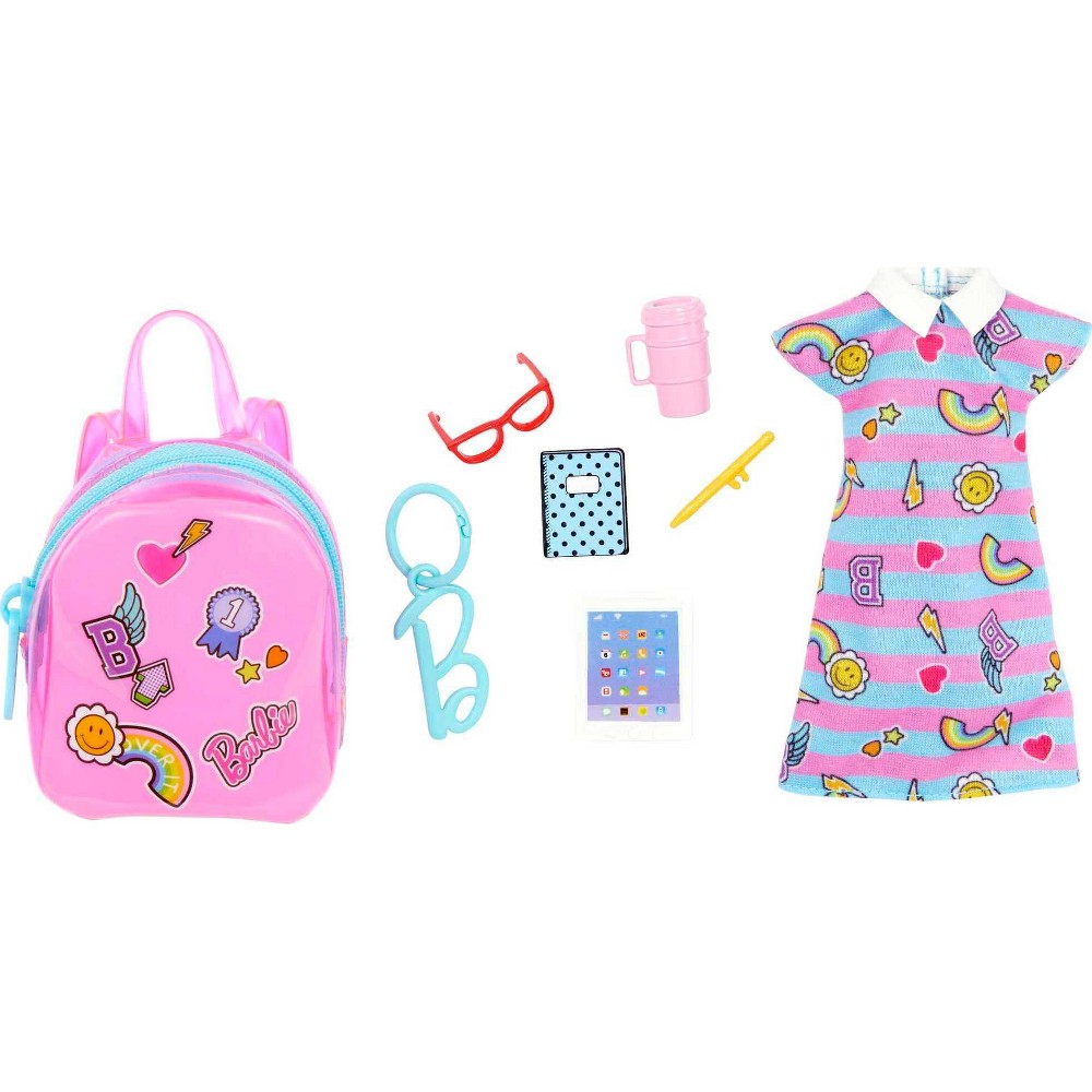Photos - Doll Accessories Barbie Clothes, Deluxe Bag with School Outfit and Themed Accessories 