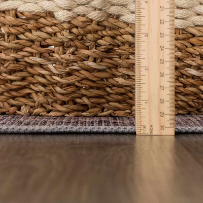 Chenille-Cotton Blend Black Medallion Washable Rug 6'7" x 9'