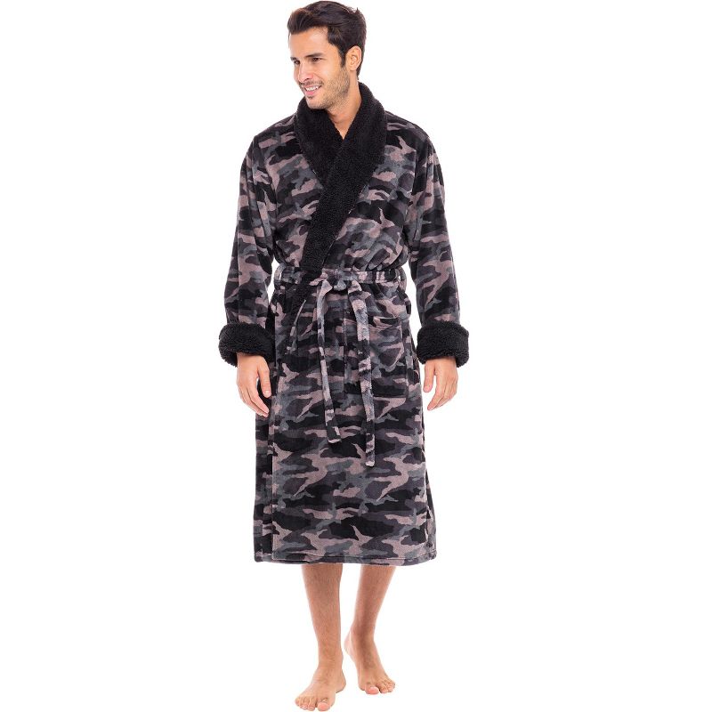 Men's Warm Robe, Cozy Plush Fleece Bathrobe, 1 of 6