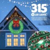 Angel Sar 48-Inch Christmas Wreath, 315 LED Outdoor Decoration with Green Metal Frame and Red Bow, Timer Remote Control for Home Exterior - 2 of 4