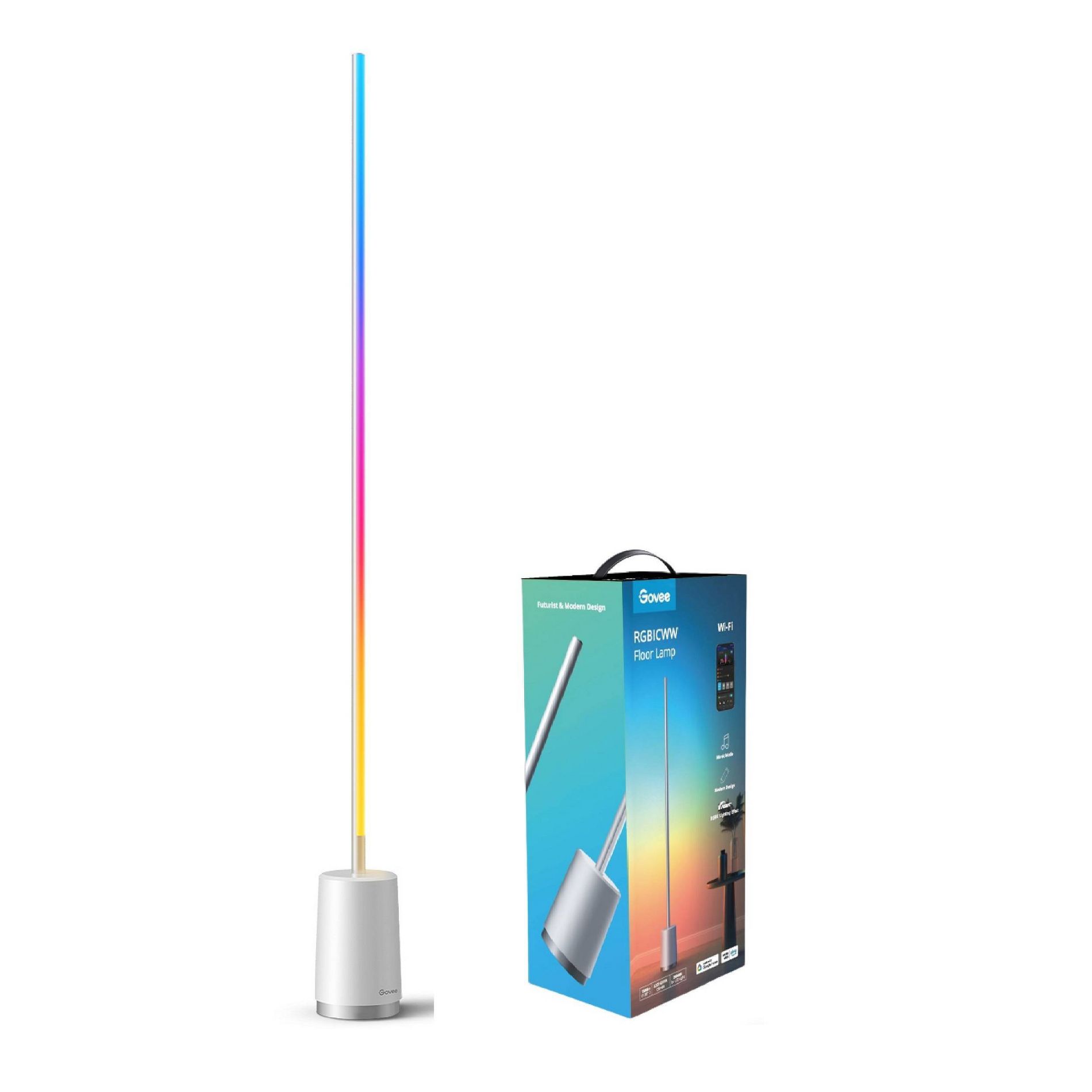 Govee RGBIC Floor Lamp: Multicolored LED Light Effects & Metal Home Spotlight