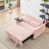 Dual functions corduroy sofa with pull-out and push-in, equipped with a movable tabletop and USB ports for use in living rooms bedrooms - 4 of 4