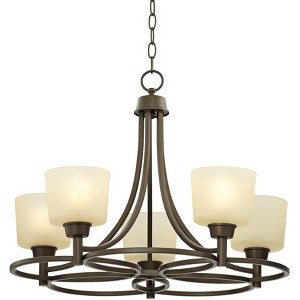 Regency Hill Whitfield Oil Rubbed Bronze Chandelier Lighting 23" Wide Farmhouse Rustic Glass Shades 5-Light Fixture for Dining Room Kitchen Island - 1 of 4