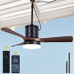 Bella Depot 42" Outdoor Black Ceiling Fan with LED Light Kit and Remote Waterproof Ceiling Fan - 1 of 4