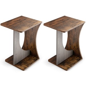 Costway 2PCS Side Table Sofa Couch Table Compact C-shape End Table Snack Coffee Table - 1 of 4